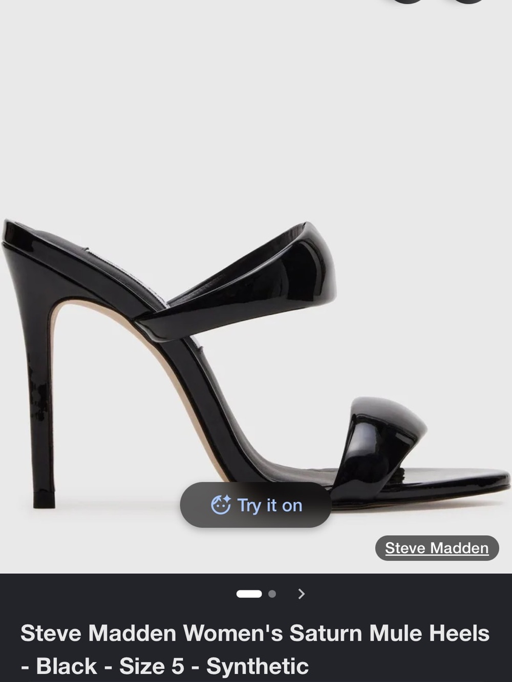 Steve Madden Black Patent Double-Strap Mule Heels